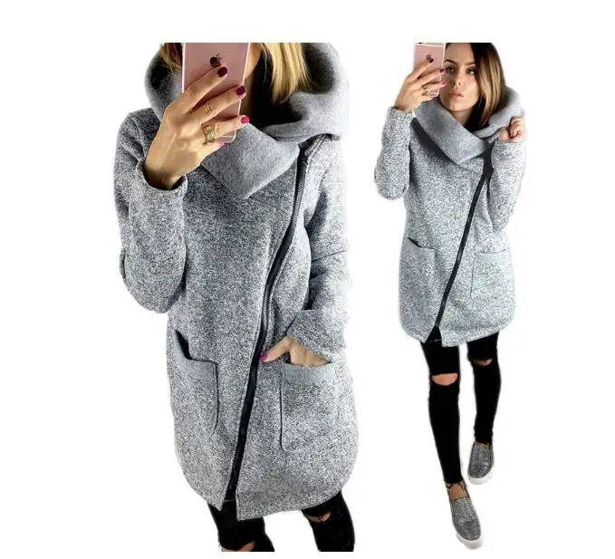 

Women Fleece Sweatshirt Spring Winter Casual Long Zipper Hoodies Pocket Jacket Coat Outwear Plus Size 4XL Red/Black/Gray/Blue