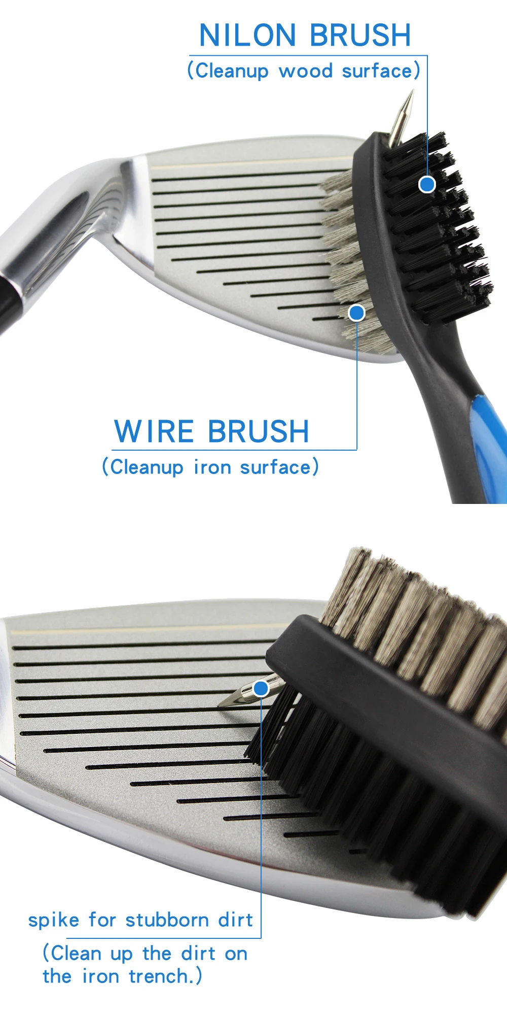 Nifty Golf Club Groove Cleaning Brush Features