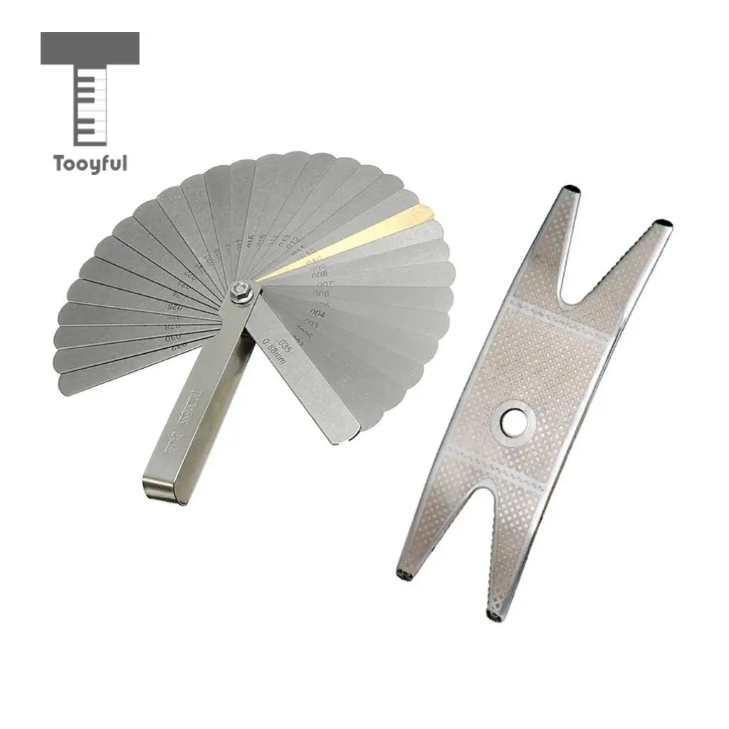 Tooyful Guitar Bass Multi Spanner Wrench+32 Blade Feeler Gauge Set Luthier Tool