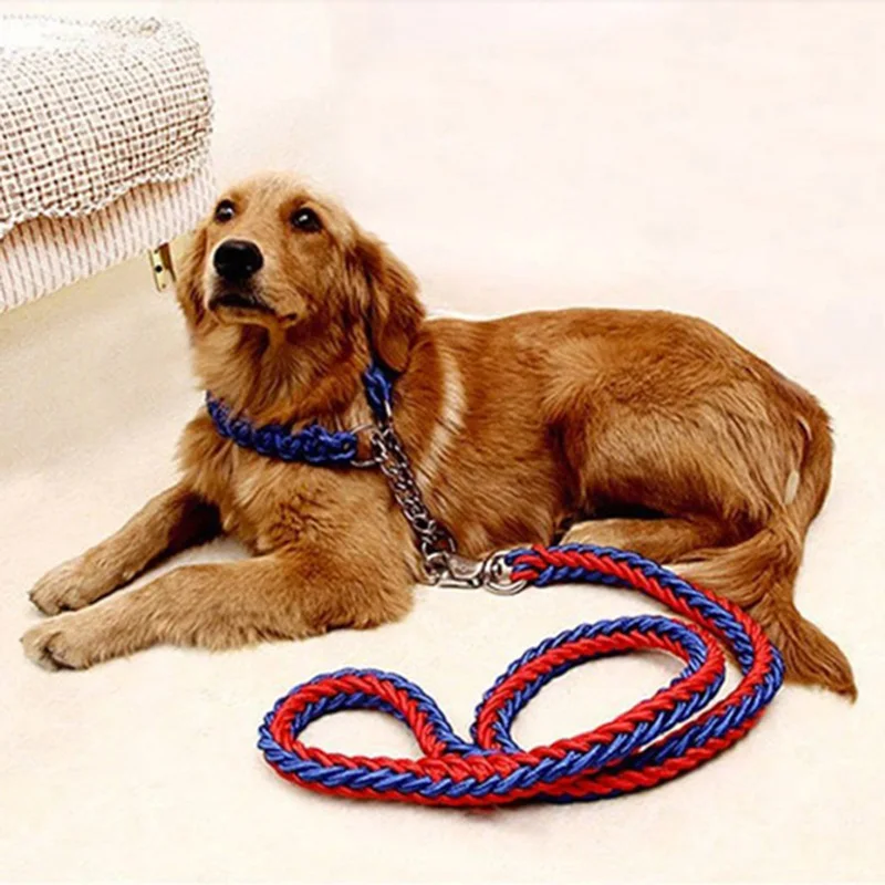 

Strong Nylon Braided Leash Hand-woven Big Large Pet Dog Rope Belt Weave Training Walking Dog Puppy Collars Harnessess Chain