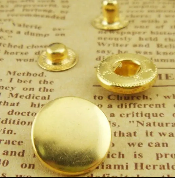 

30 sets/pack Gold Color Round Metal Snap Button No Sewing Press Studs Fasteners Leathercraft Clothes Bags Shoe Free shipping