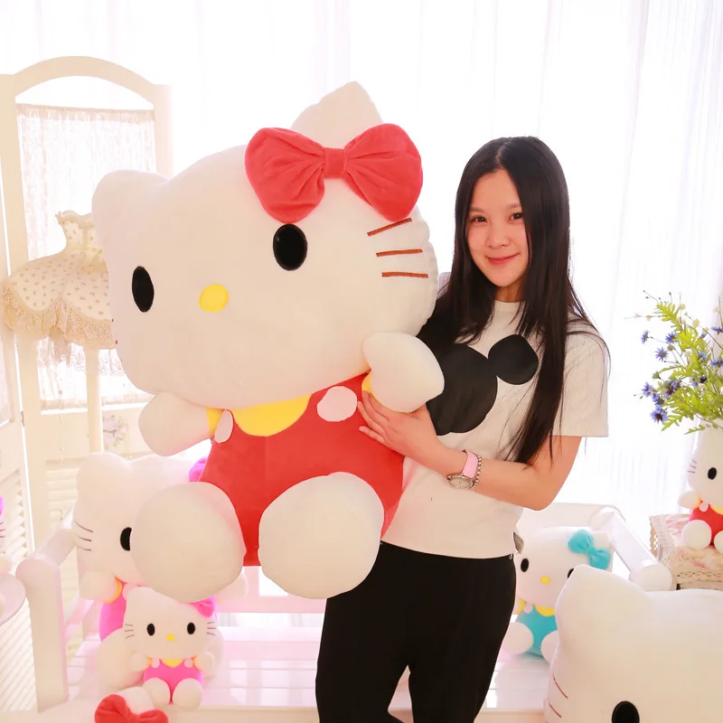 Gran tamaño de Hola Kitty Peluche Animal de Peluche juguetes de alta calidad de Peluche gatos gatito muñeca para niñas Polka Dot regalo de los niños 3 colores