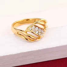 Золотое обручальное кольцо Высокое качество Кристальное кольцо с 24K золотым цветом