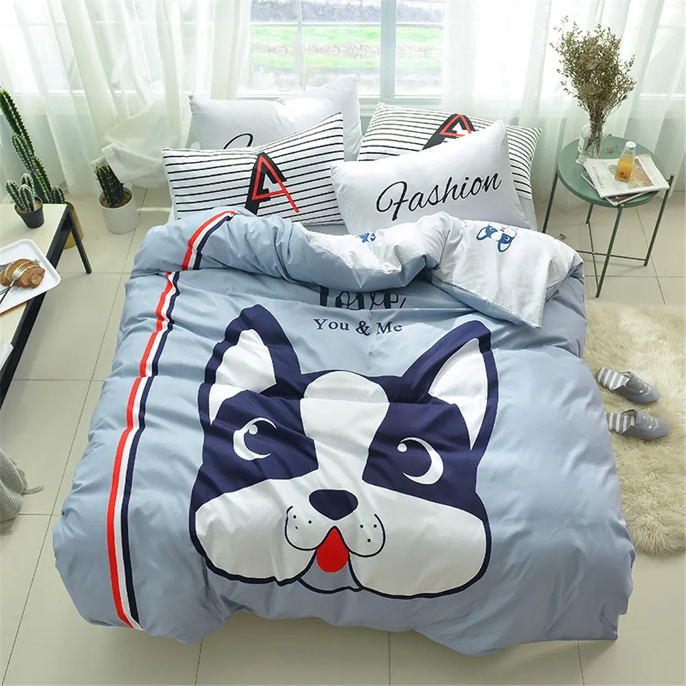yeeKin Cartoon dog kids home bedding sets queen twin size cool dog cute