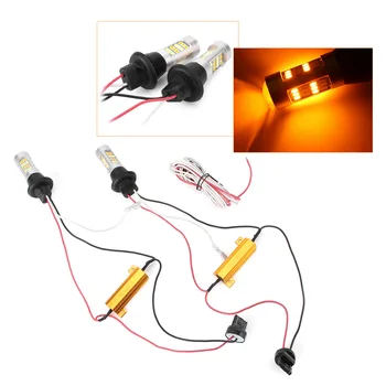 

T20 7440 42-LED 2835 LED Canbus Switchback White DRL&Amber Turn Signal Light Lamp Automobile Car Part Accessories 2PCS