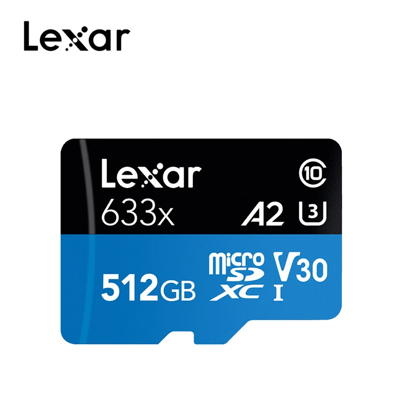 

Lexar High-Performance 633x microSDXC UHS-I Memory cards 512GB micro sd Max 100M/s Class10 A2 3D 4K flash tf card