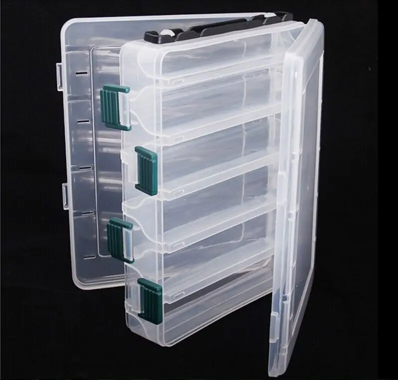 Double Sided 14/10 Compartments, KAWA Fishing Box, High Strength Transparent Visible Plastic  Box with Drain Hole, Free Shipping