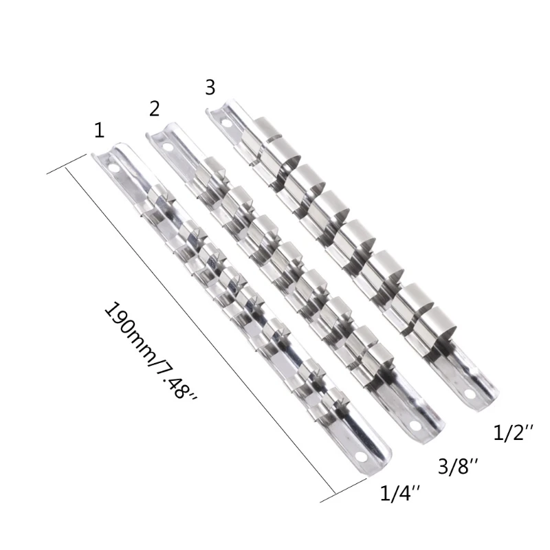 Держатель гнезда 1/4 "3/8" 1/2 "с 8 зажимами на железнодорожный инструмент органайзер для хранения