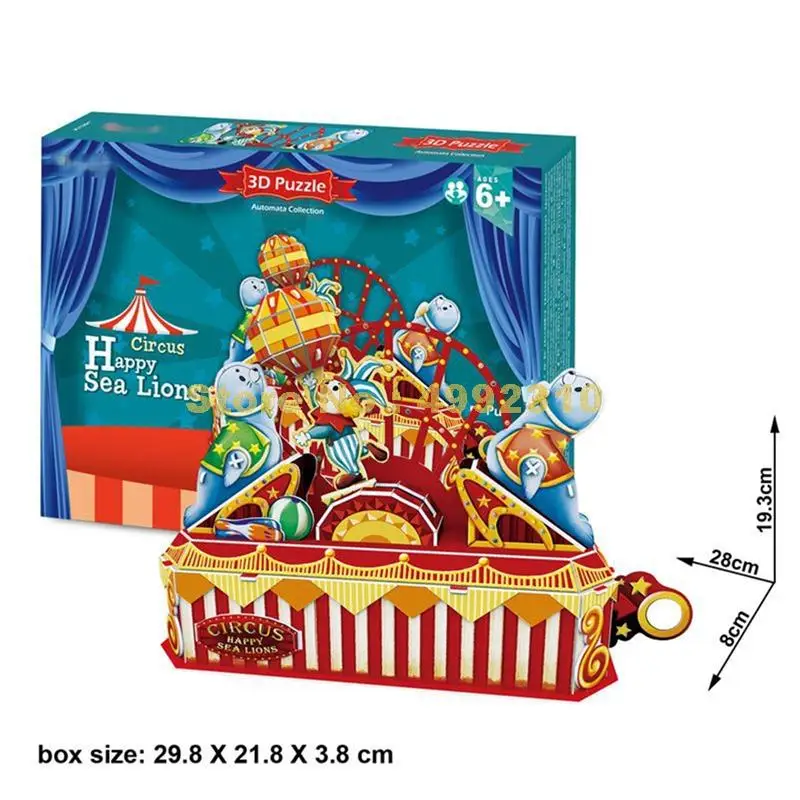 

39pcs animal circus happy sea lions diy 3d paper puzzle model Toy