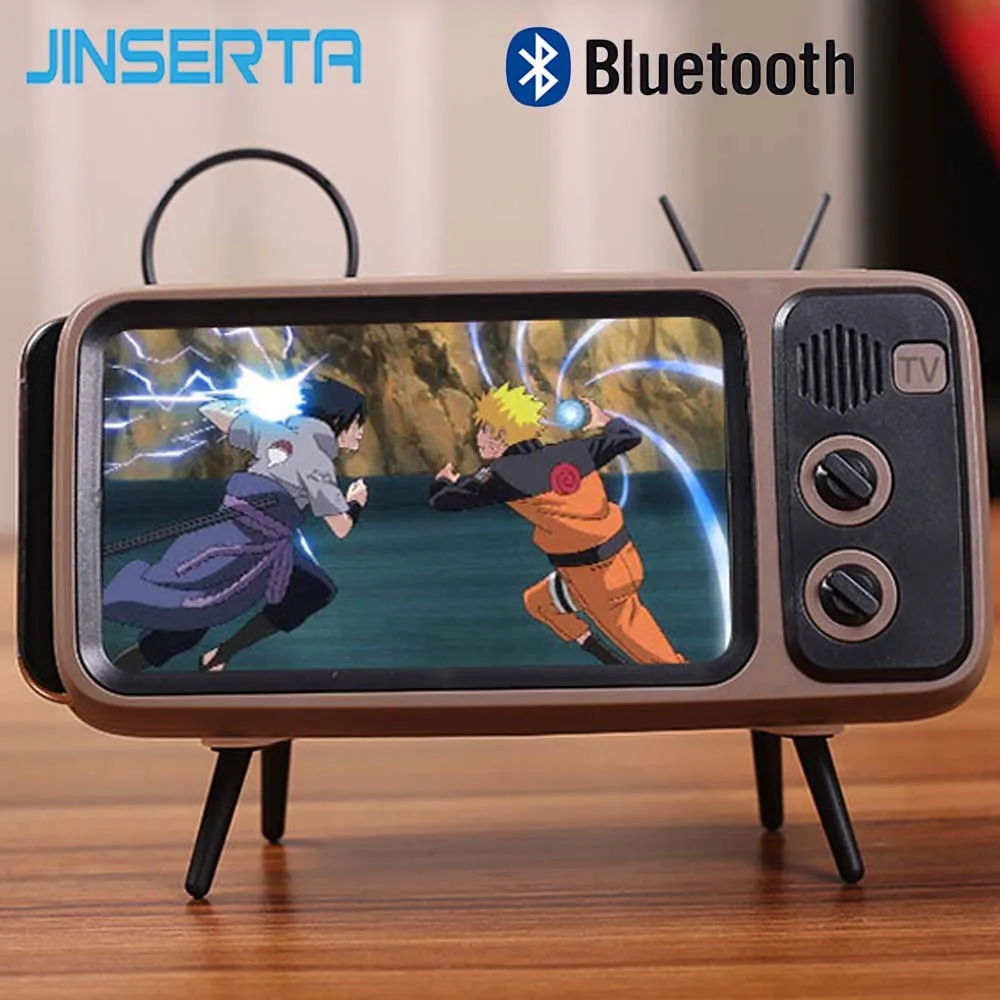 JINSERTA Wireless Bluetooth Speaker Portable Stereo Sound Box with MIC Support Handsfree TF Card U Disk Phone Holder Retro JINSERTA Wireless Bluetooth Speaker Portable Stereo Sound Box with MIC Support Handsfree TF Card U Disk Phone Holder Retro