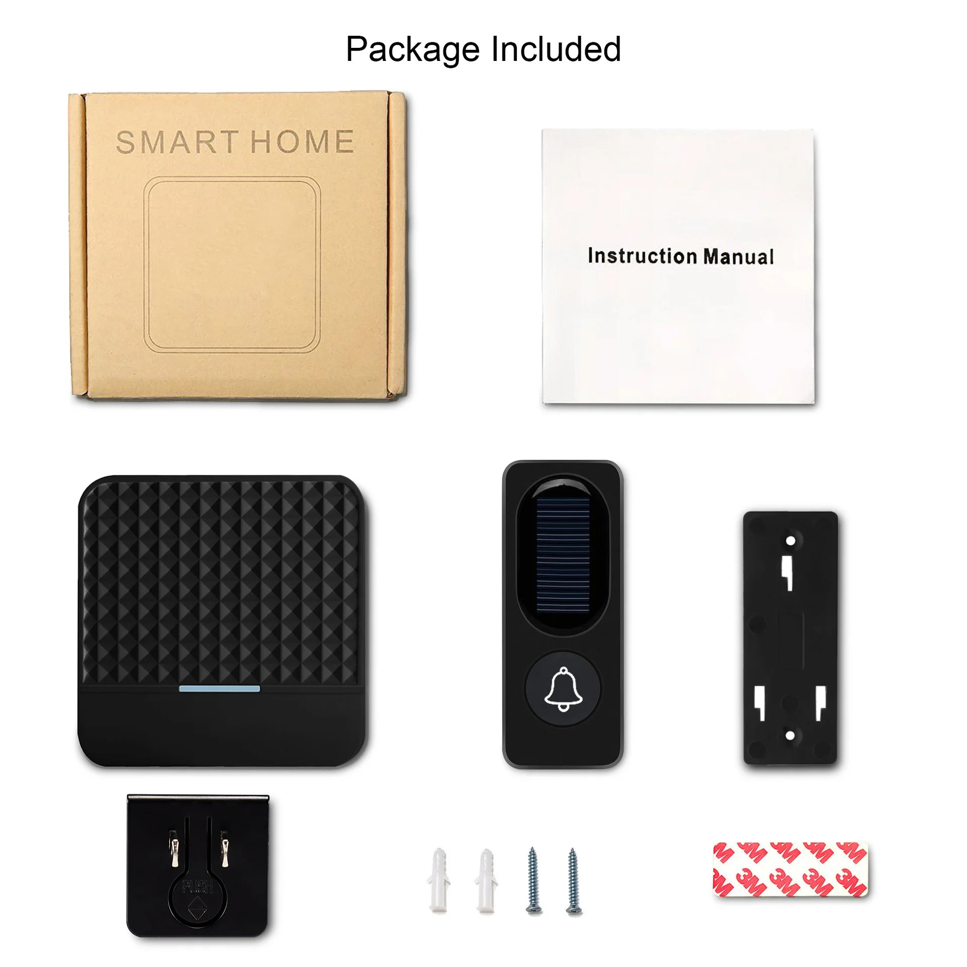 BOYING Doorbell Home Security Welcome Wireless Waterproof 1 Button 2 Receiver 300M supports solar power charging
