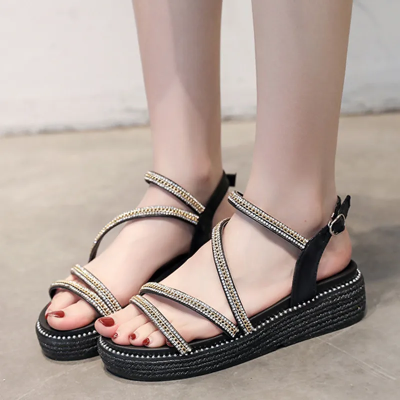 

HEE GRAND Sandals Women Shoes Ladies Fashion Platform Shoe Casual Creepers Mid-Heeled Muffin Bottom Rome Style Slides XWZ5861