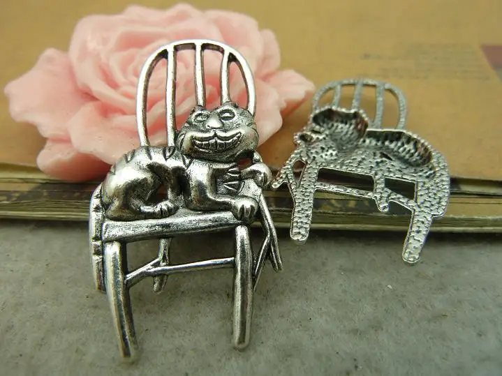 10Pcs Antique Silver Chair Cat Charm Pendant Jewelry Making 10Pcs Antique Silver Chair Cat Charm Pendant Jewelry Making