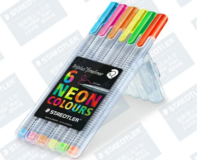 Германия Staedtler 6 цветов/комплект Fineliner текстовый маркер 0,3 мм Флуоресцентный маркер складной пенал портативный набор ручек