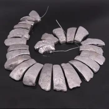

15.5"strand Top Drilled Silvers Mystic Titanium Raw Agates Slice Loose Beads,Natural Onxy Slab Pendant Nacklaces Jewelry Bulk