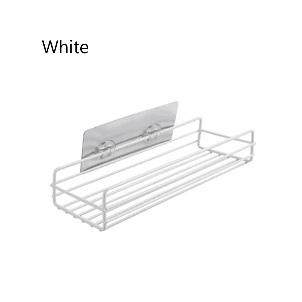 Черный/белый практичный алюминиевый сплав полка клейкая стойка для хранения держатель для душа шампунь Органайзер Кухня Аксессуары для ванной комнаты - Цвет: Белый