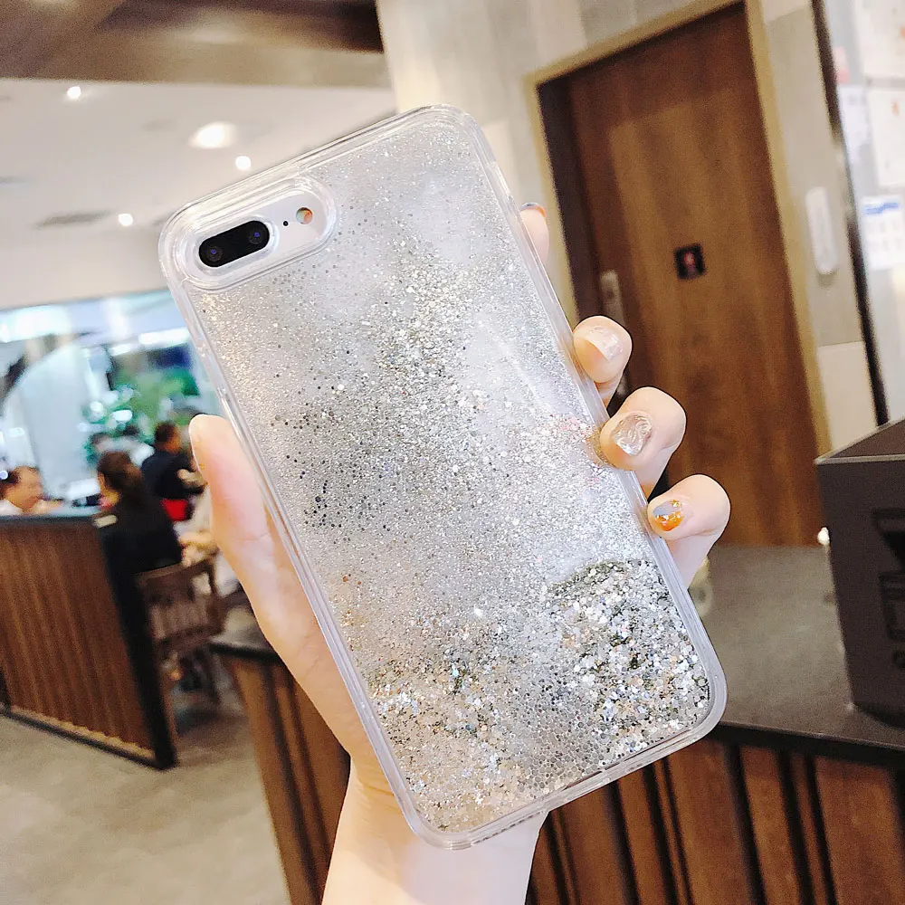 

FQYANG Star patterned Liquid Quicksand Transparent Phone Case For IPHONE 8 PLUS XS MAX X XR 8PLUS 7 6 6S PLUS 7P 6P Black Cover