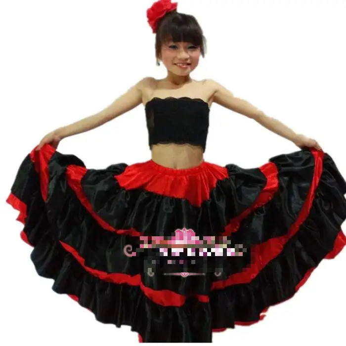 Kid's Flamenco Dance Dress Girl Dresses Spanish Paso Doble Costume For Samba Ballroom | Тематическая одежда и униформа