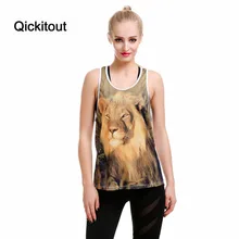 Qickitout Vest Hot Sexy Summer Tank Top Women Fitness Vest Quick Dry Grid Breathable Jungle Beast Lion Sleeveless Spling Vest