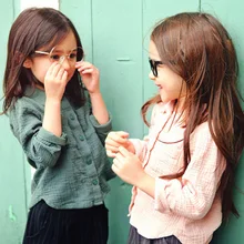 Children’s clothing 2016 spring and autumn female child 100% cotton long-sleeve turn-down collar shirt baby 100% cotton shirt
