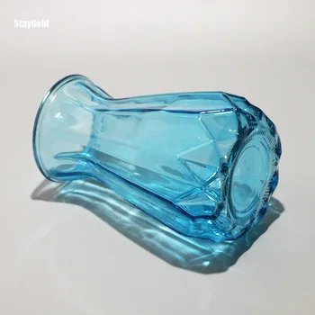 

StayGold Blue glass vase gift home house office hotel decoration around 18.5cm