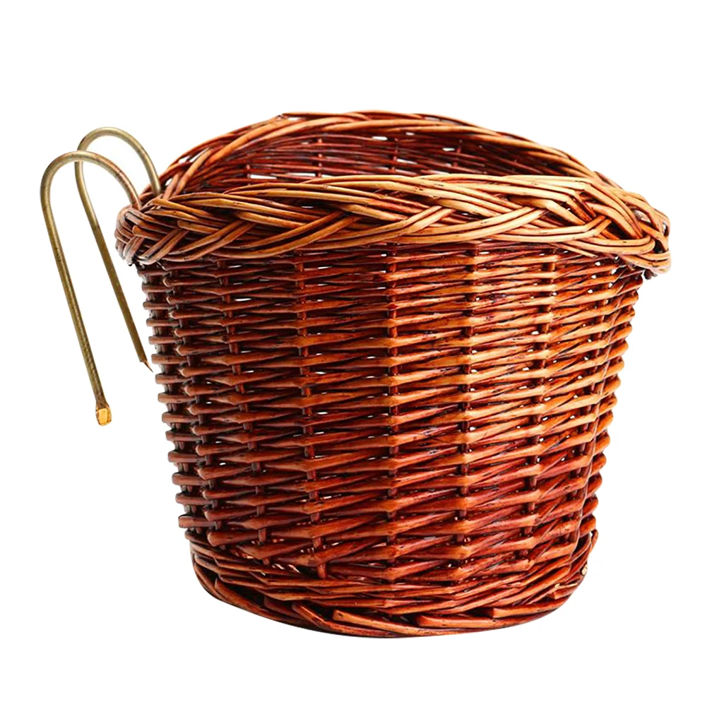 Clearance New Classic Style Rustic Bike Bicycle Basket Willow Straps Bike Cycling Natural Classic Durable Strong Wicker Manual Basket 2