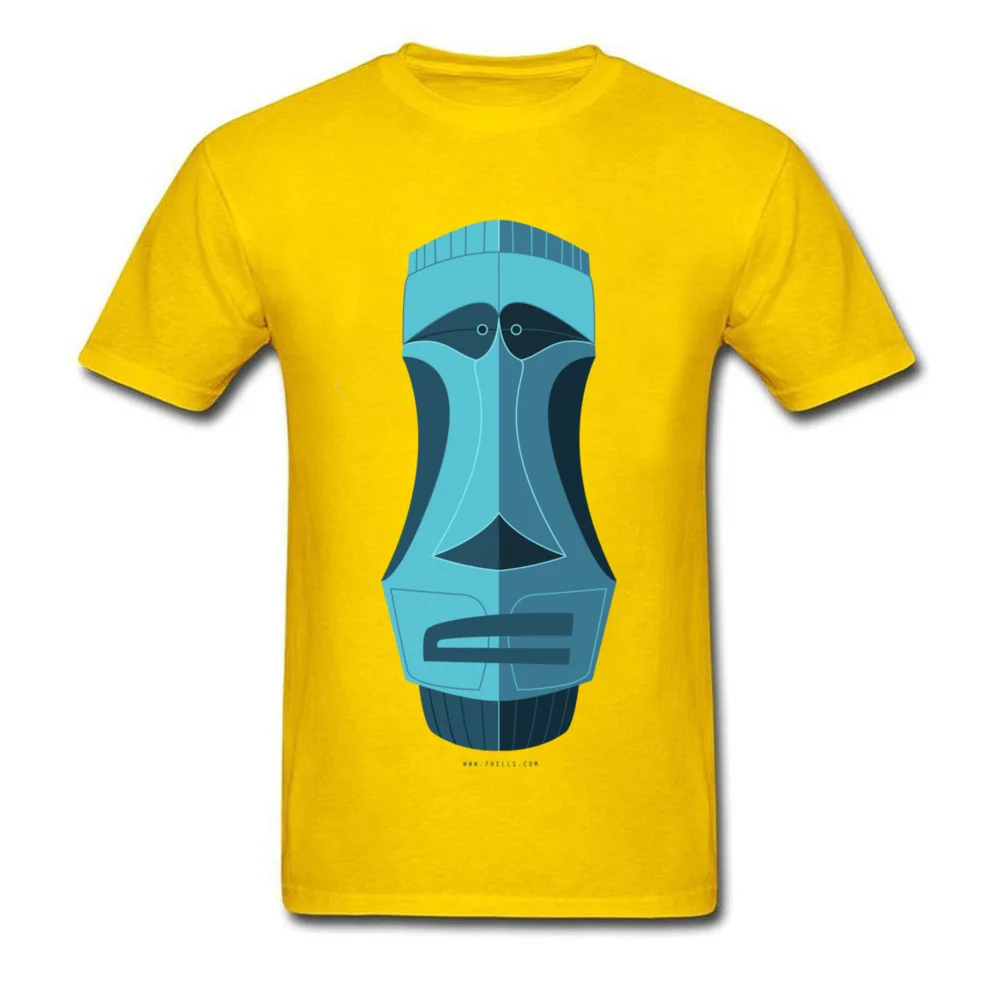 Blue Tiki Casual T Shirt for Male 100% Cotton ostern Day Tops T Shirt Family Clothing Shirt Short Sleeve High Quality O Neck Blue Tiki yellow