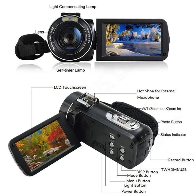 ORDRO HDV Z20 видеокамера с микрофоном 3 0 &quotсенсорный экран lcd 24MP 16X зум Цифровая 1080 P Full