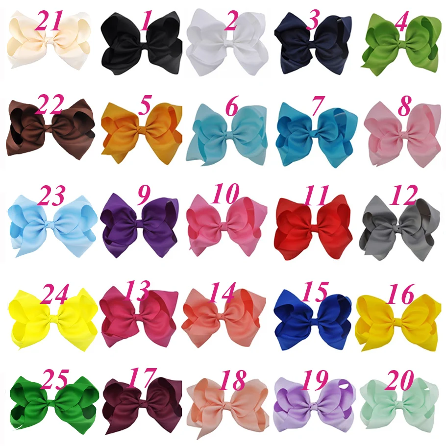 8 inch Hair Bow Solid Grosgrain Ribbon Hairgrips Hair Clips Headwear Barrette Bowknot For Women Girls Accessories