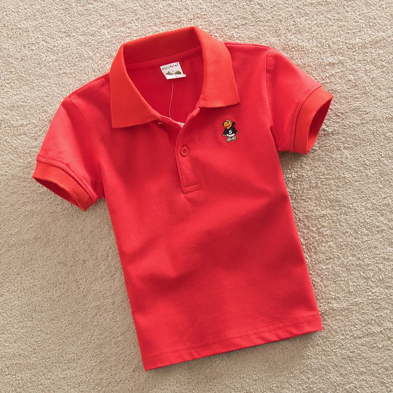 Famli/От 4 до 16 лет Однотонная рубашка для мальчиков-подростков детская летняя Модная хлопковая футболка с короткими рукавами Топы для детей 6, 8, 10, 12, 14, 16 лет - Цвет: Красный