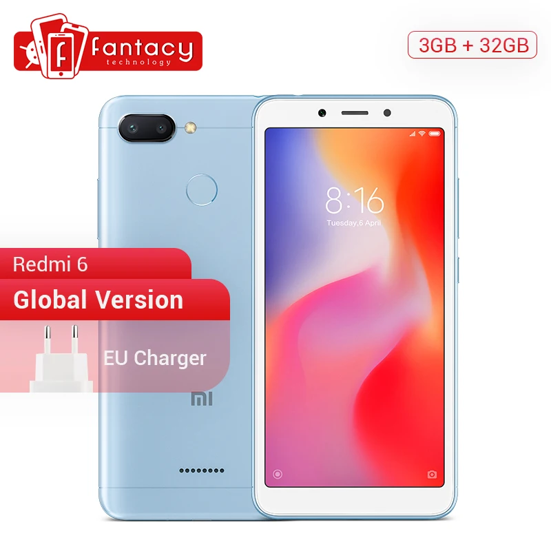 

Global Version Xiaomi Redmi 6 4GB 64GB 5.45'' HD Full Screen 18:9 SmartPhone Helio P22 Octa Core AI Dual Camera 12MP+5MP CE FCC