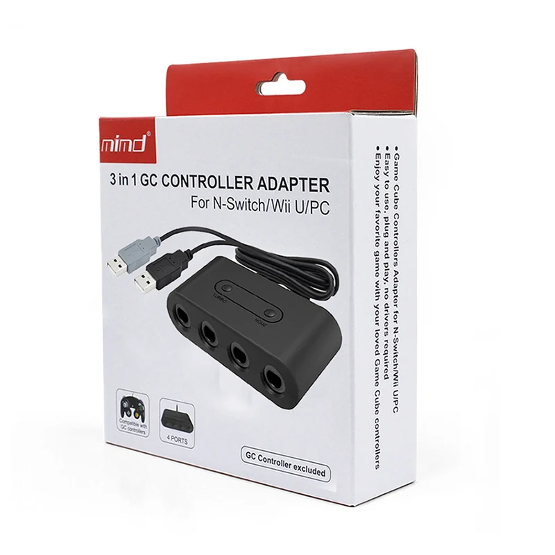 Черный 4 порты и разъёмы для кубик для игры джойстик для NGC адаптер Ninten сделать W ii U переключатель ПК игры аксессуар