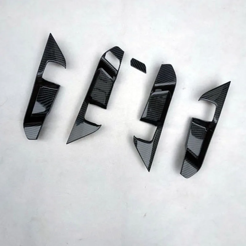 Para toyota rav4 rav 4 xa50 2019 2020 interior accesorios puerta reposabrazos recorte cubierta de plástico de fibra de carbono