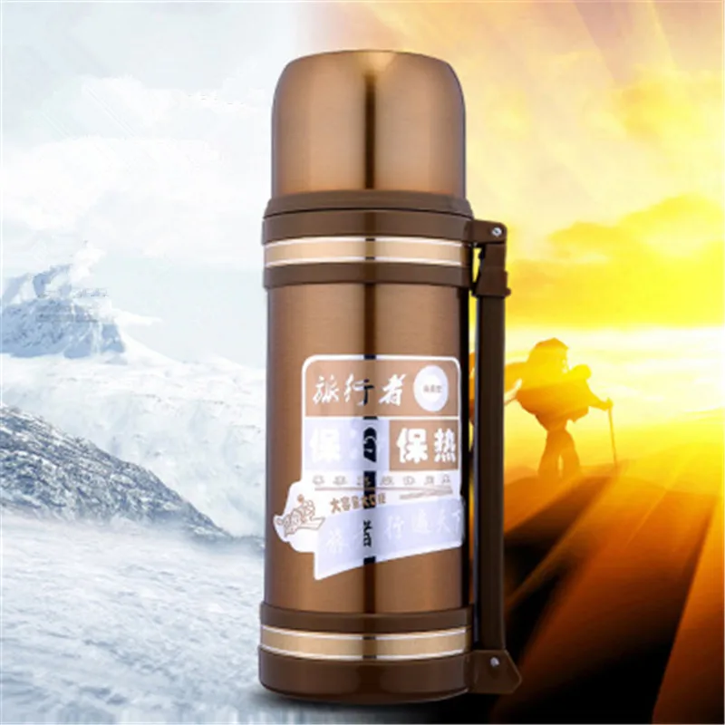 1.2L Large Capacity Double Wall Vacuum Insulated Hot Water Thermos Flask Portable Stainless