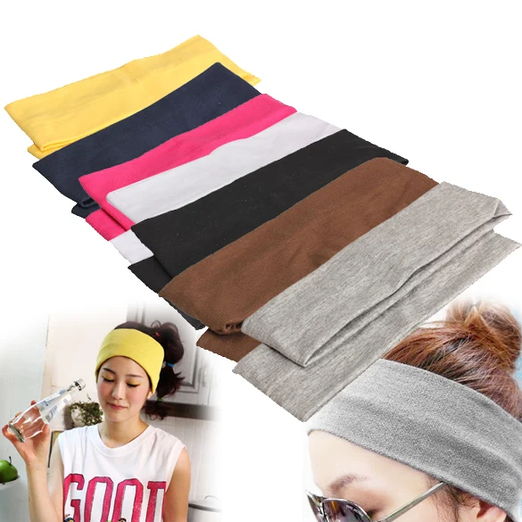 

2Pcs Sporty Dance Biker Elastic Wide Headband Stretch Ribbon Hairband Headwear
