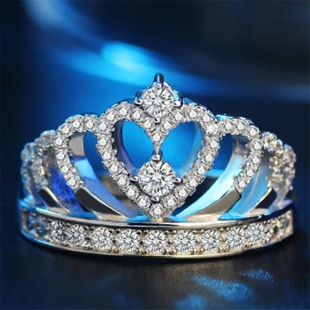 Princess Crown Rings for women AAA cubic zirconia micro pave setting engagement wedding rings female Anel accessories 3