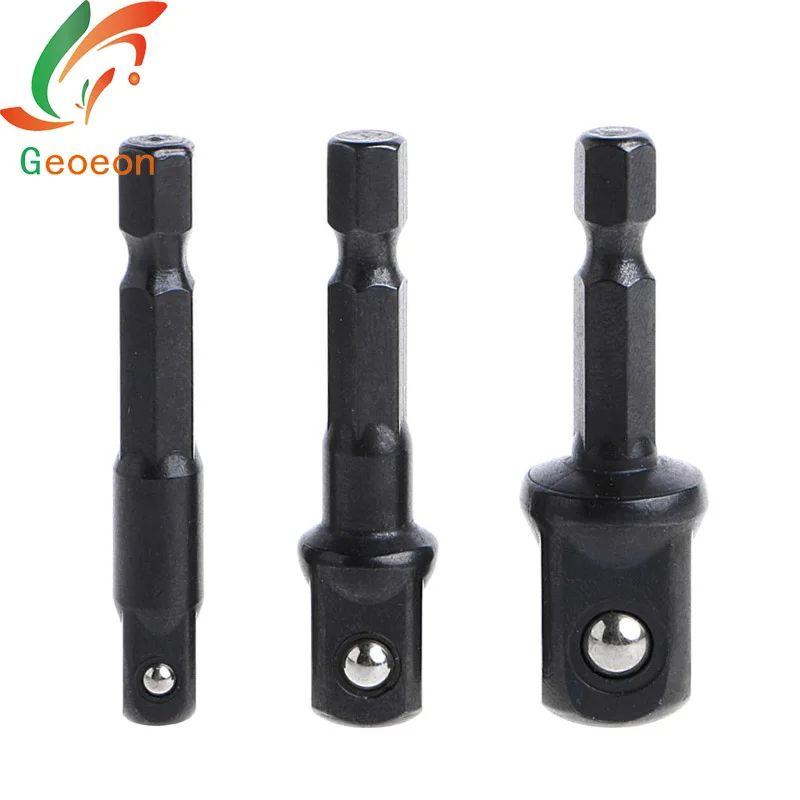 

Geoeon Chrome Vanadium Steel 3pcs/set Hex Shank Socket Adapter Drill Bit Steel Ball Post Ball Post Sleeve Adapter Bits Tools A57