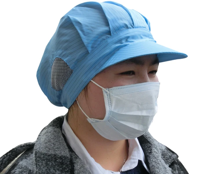 Анти-статические защитные головные уборы для чистых помещений Чистая комната ESD Еда Рабочая шляпа промышленной безопасности труда мастерской защиты головы - Цвет: Blue