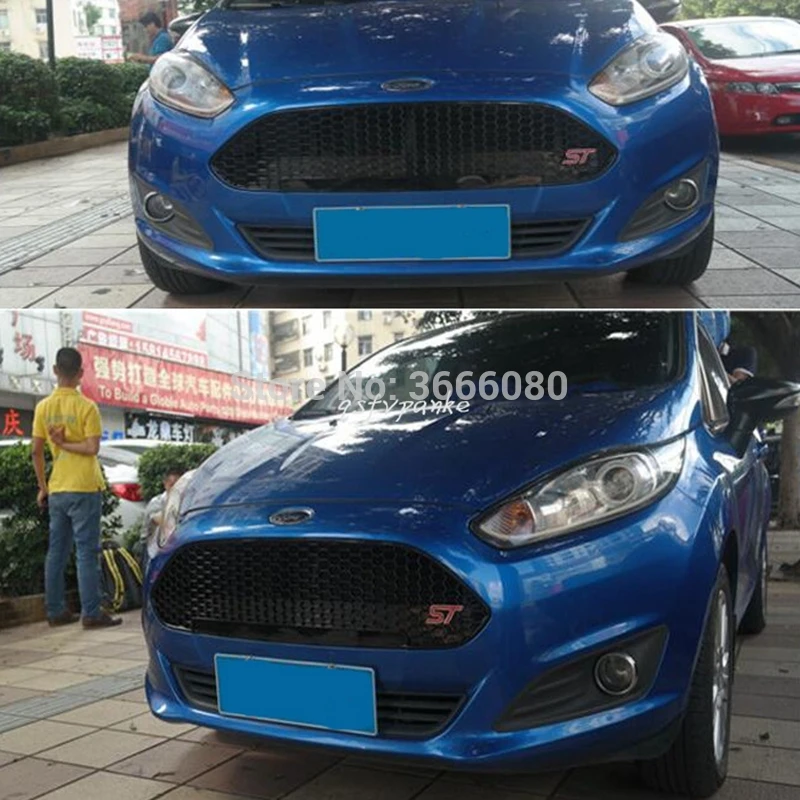 

SHCHCG ABS Plastic Black Front Bumper Racing Center Grille ST Grills Bake Mesh Car Styling 1Pcs For Ford New Fiesta 2013-2017