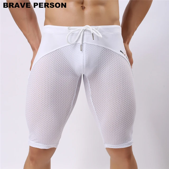 BRAVE PERSON Summer Style Shorts Breathable Mesh Men Tight Beach Shorts Men Multifunction Knee Length Board Shorts Beach Wear 5