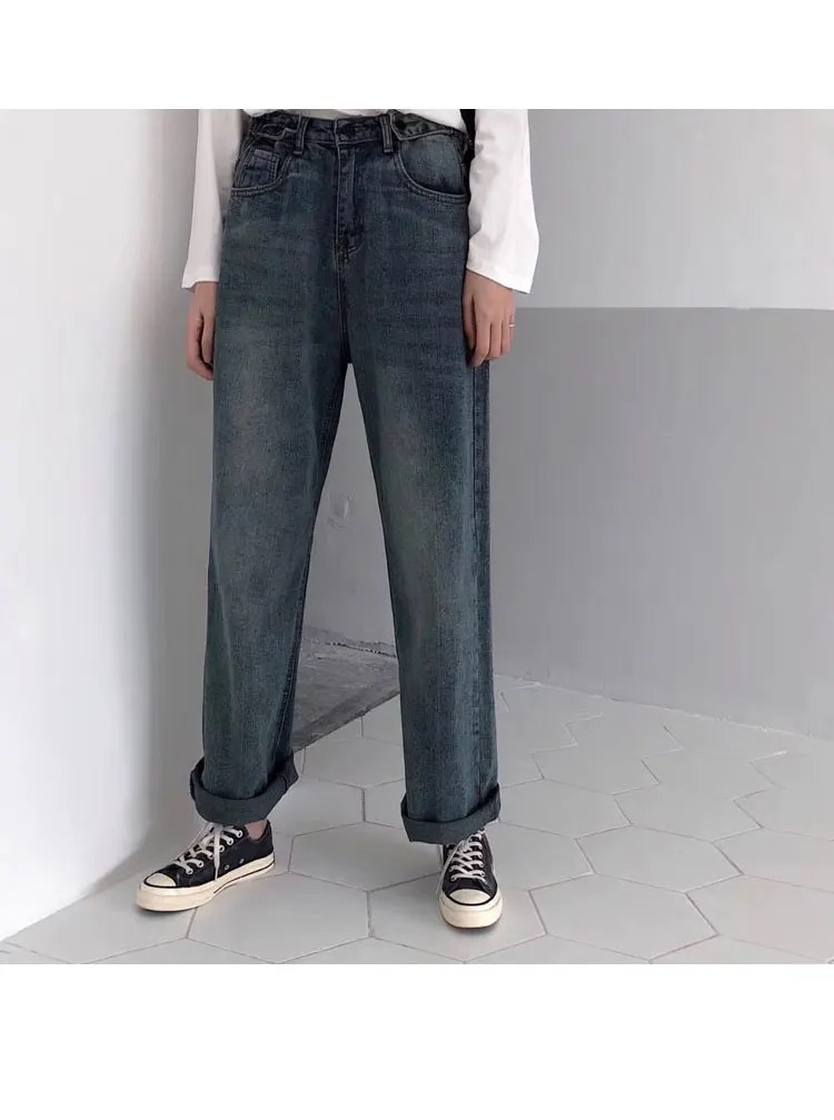 Винтаж Высокая талия широкие брюки джинсы женские 2019 свободные бойфренды Джинсы женские большие размеры деним мама джинсы для женщин
