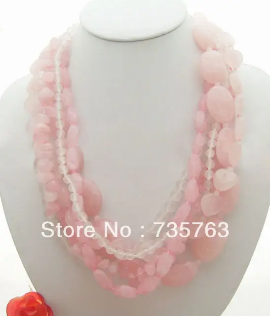 

xiuli 00290 Lovely ! 6S Pink Quartz@@Crystal Necklace
