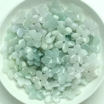 

Wholesale 10 pcs DIY accessories jade jewelry accessories and parts of Burma natural jade flower jade hand woven mate
