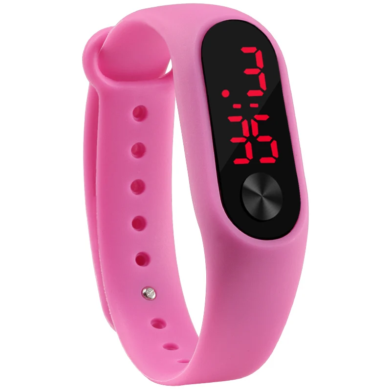 Модные мужские светодиодные цифровые часы для женщин, повседневные спортивные наручные часы для йоги из силикона, детские часы, часы-браслет для улицы - Цвет: Pink