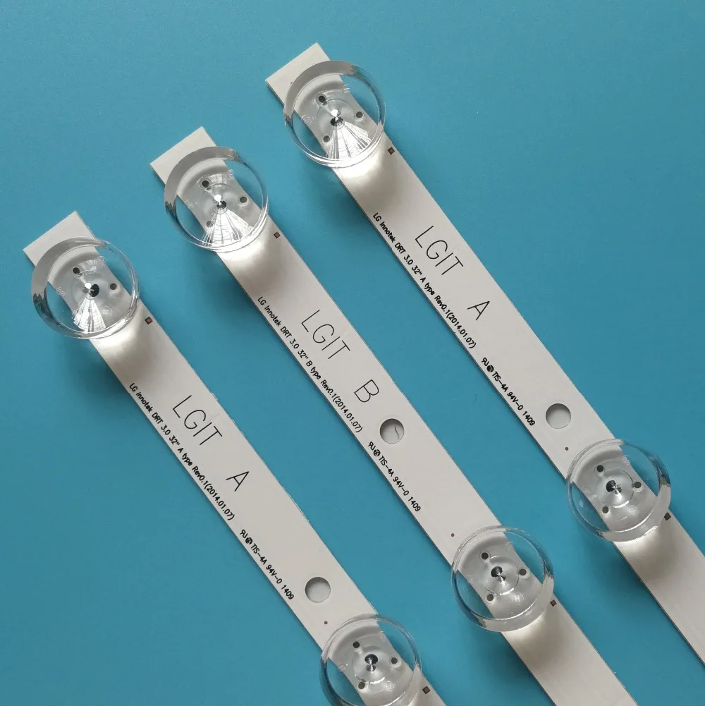 

3pcs/set(2A+1B) 59cm 6LEDs Perfect Replacement LED Strip For LG Innotek DRT 3.0 32" A B Type 6916l-1974A 1975A 1981A