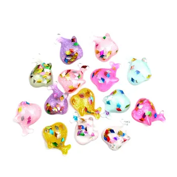

50Pcs Glitter Clear Resin Dolphin Decoration Crafts Flatback Cabochon Embellishments For Scrapbooking Kawaii Accessories