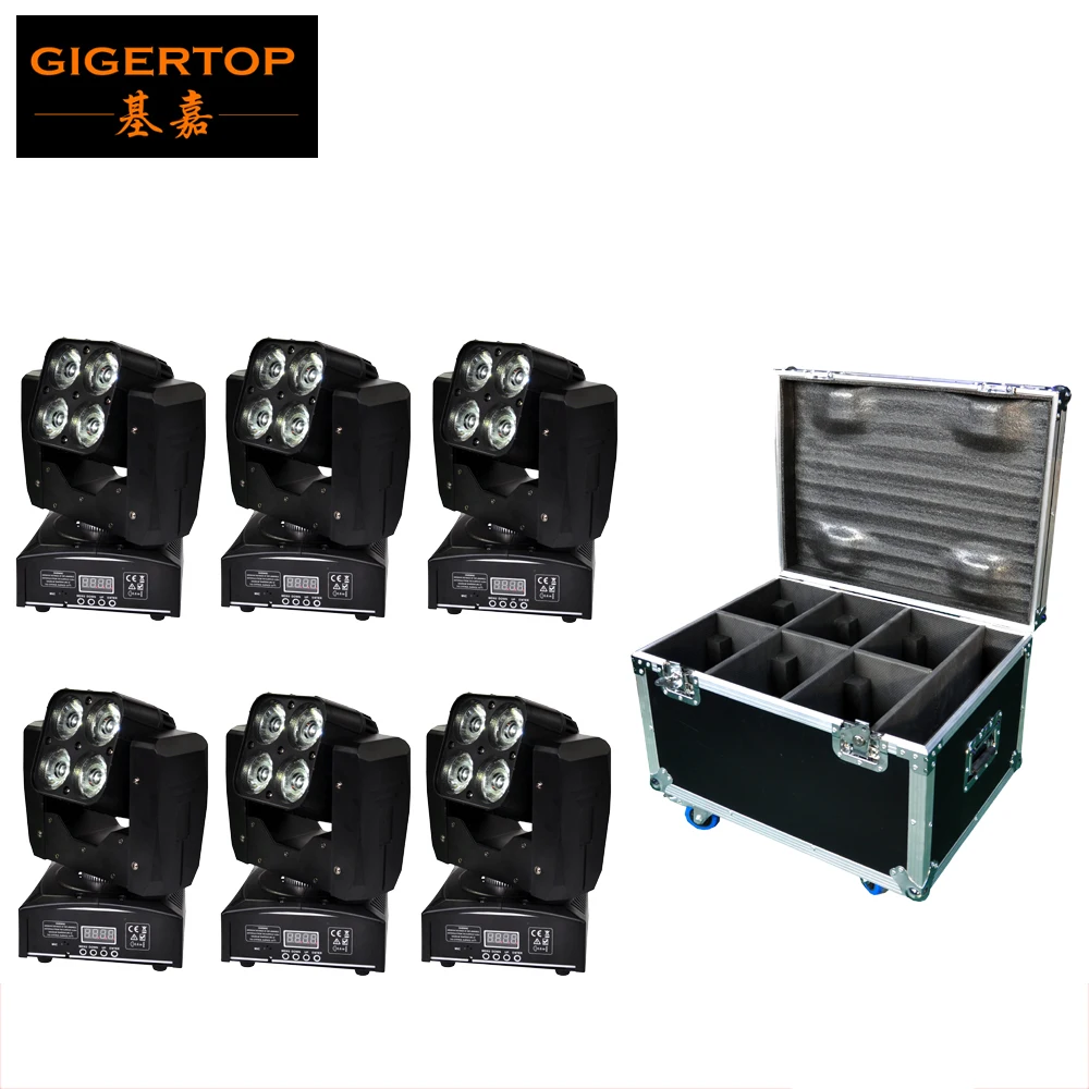6IN1 Roadcase Pack RGBW Led Moving Head Light 4x15W Beam Stage Lighting
