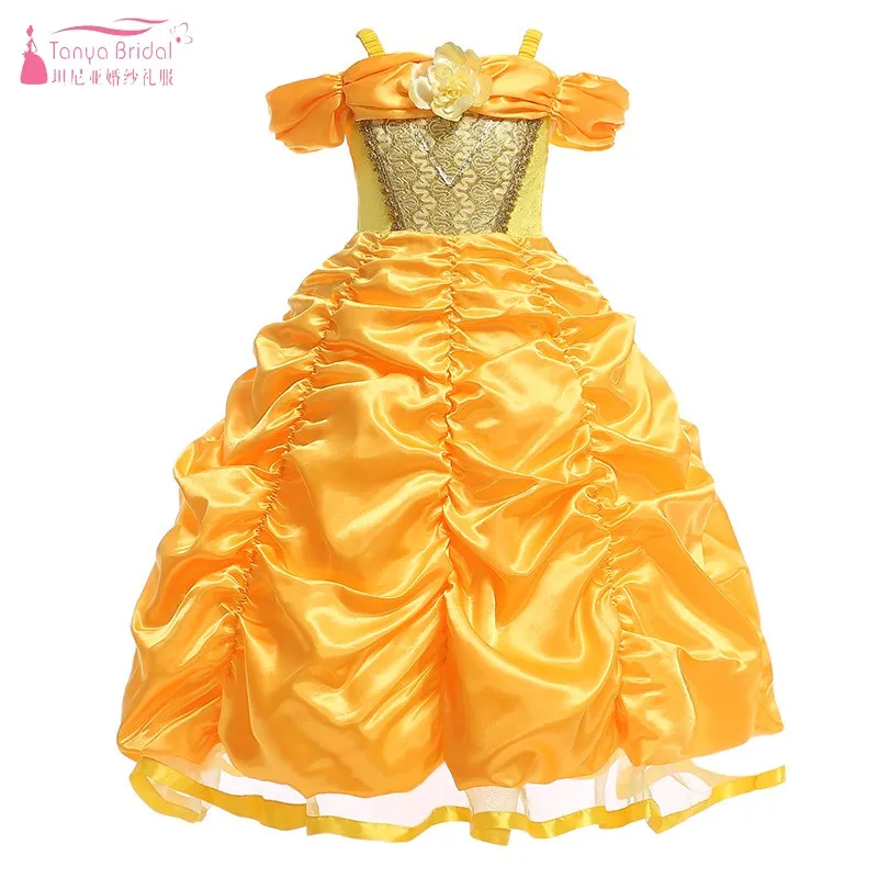 

Gold Flower Girl Dresses For Weddings Long Flowers Little Girl Comunion Dress 2019 Wedding Guest Party Dress For Girls JQ101