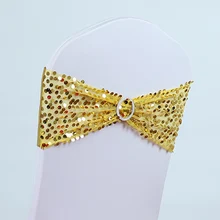 100 шт дизайн блесток стул полоса для свадебного банкета высокого качества Подвязка из спандекса для стула блесток стиль поставки