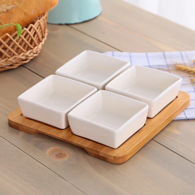 

Home Kitchen Ceramic Olive Oil Soy Sauce Bowl Lving Room Peanut Seeds Snacks Dish 4 Pcs In 1 Set